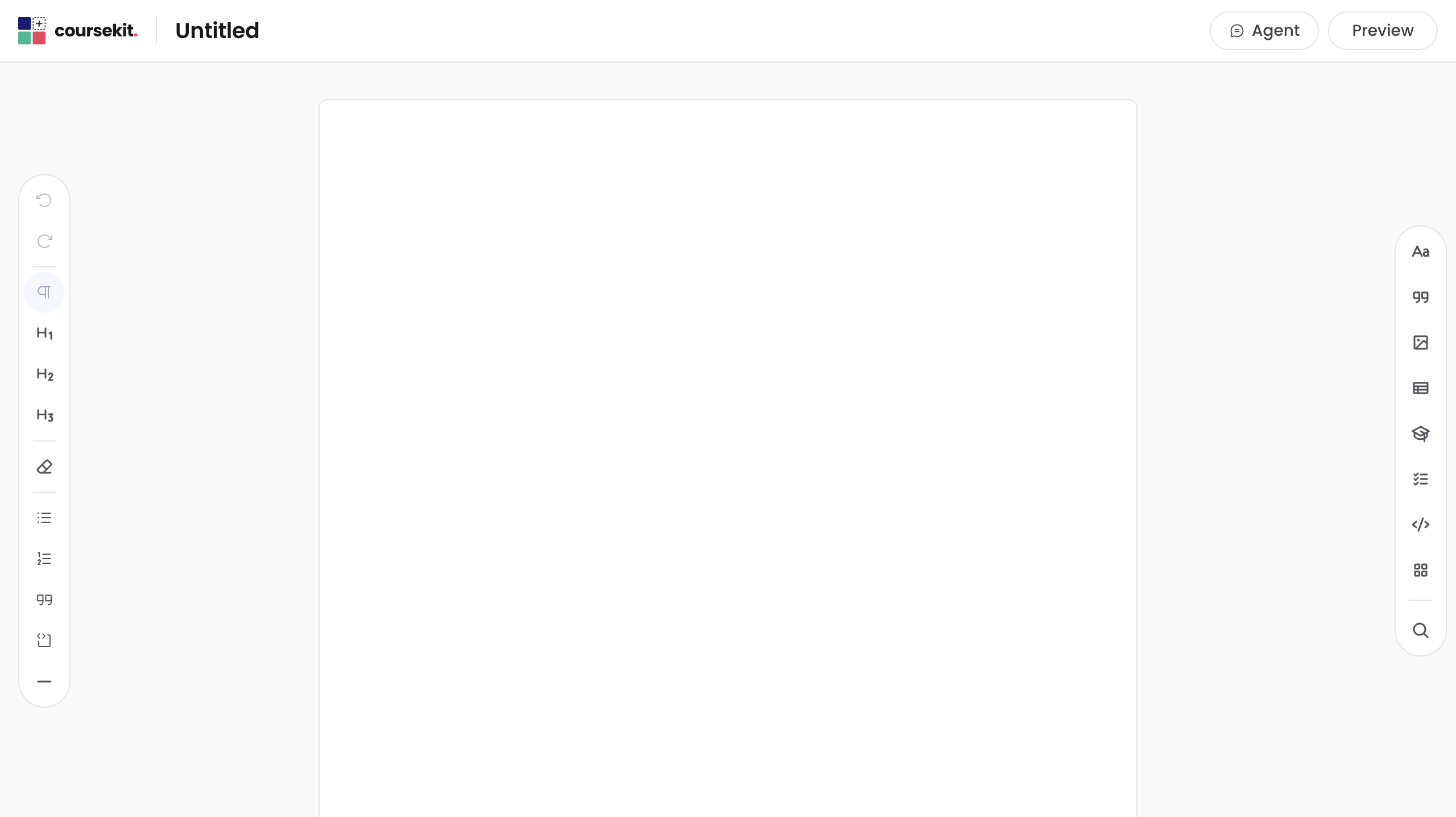 Empty editor on a blank page